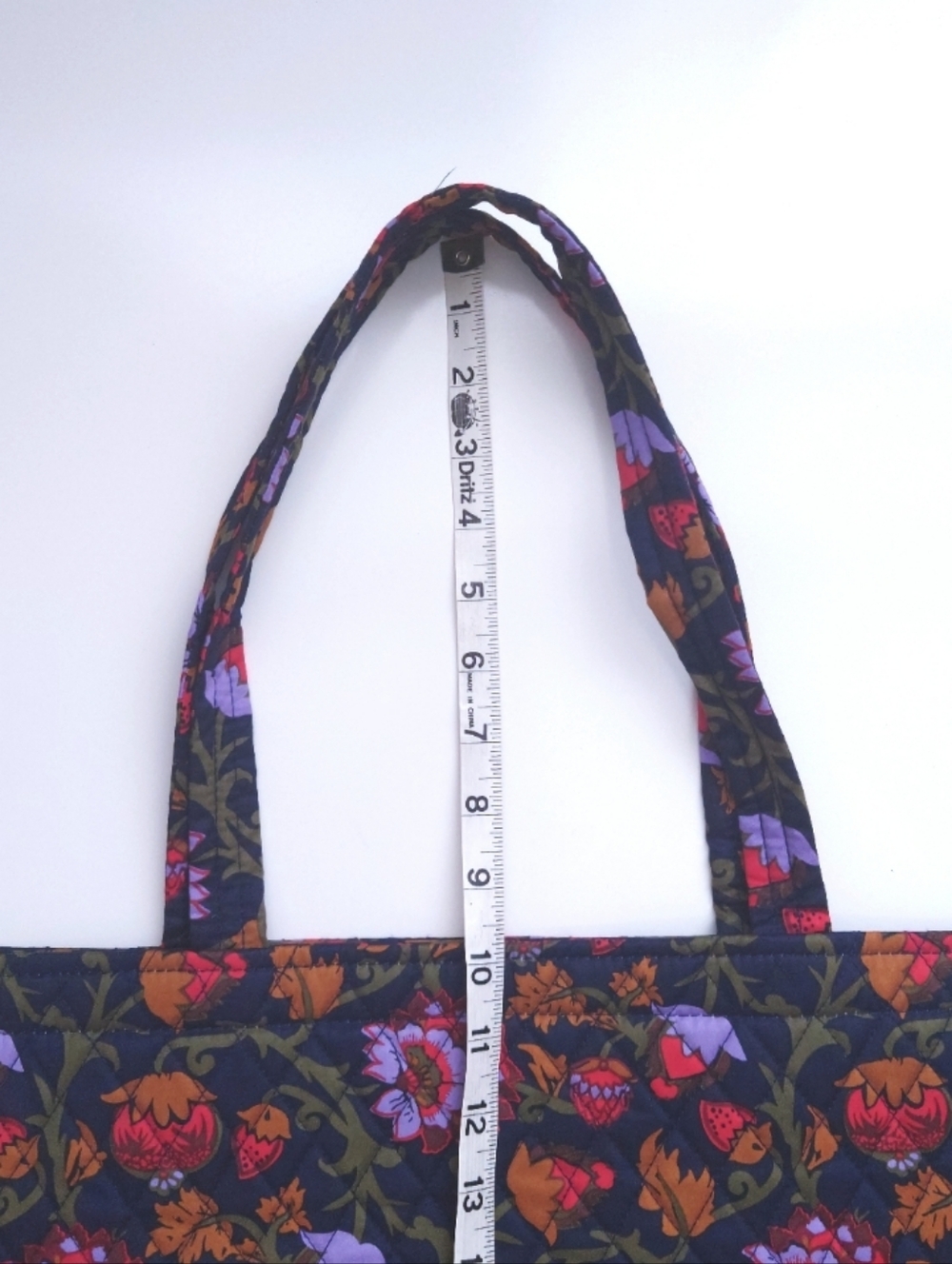 VERA BRADLEY Marston Grand Tote Bag Quilted Cotton Midnight Garden Vines - Picture 8 of 11